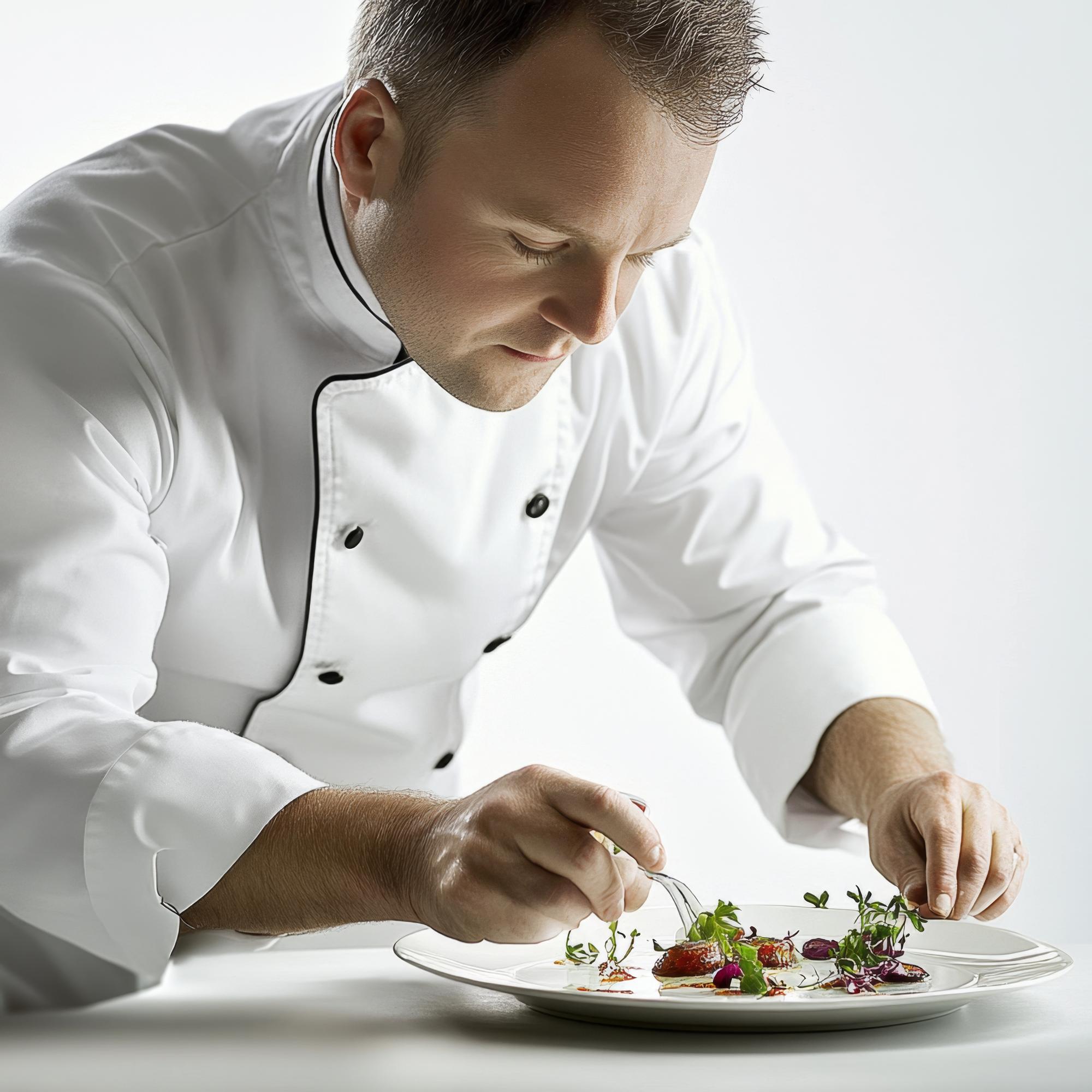 Chef che impiatta un piatto